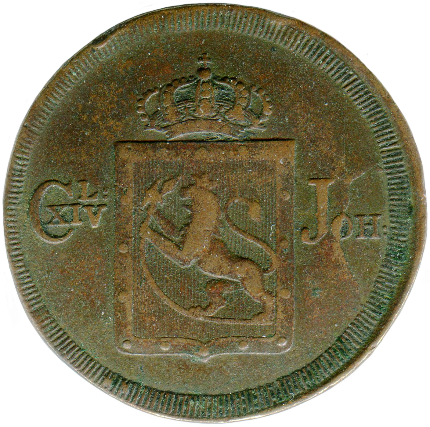 1 skilling 1824 — Obverse