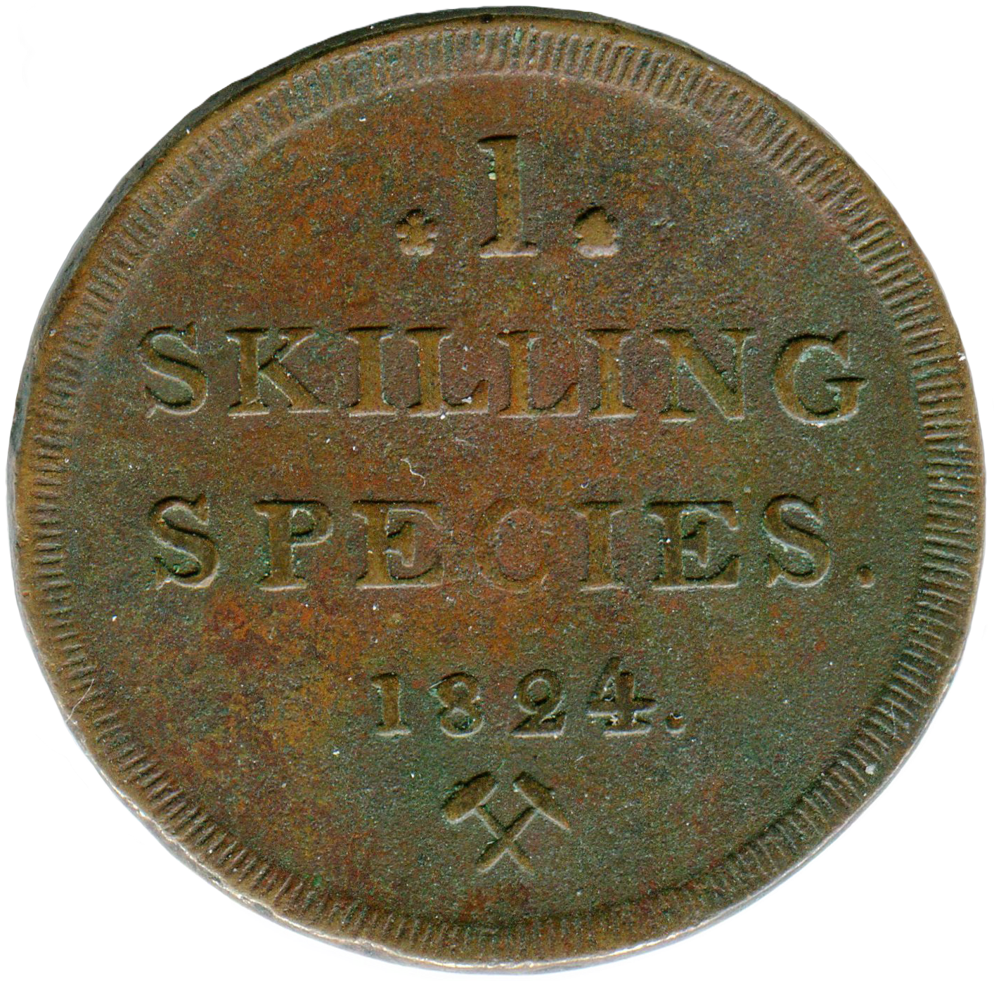 1 skilling 1824 — Reverse