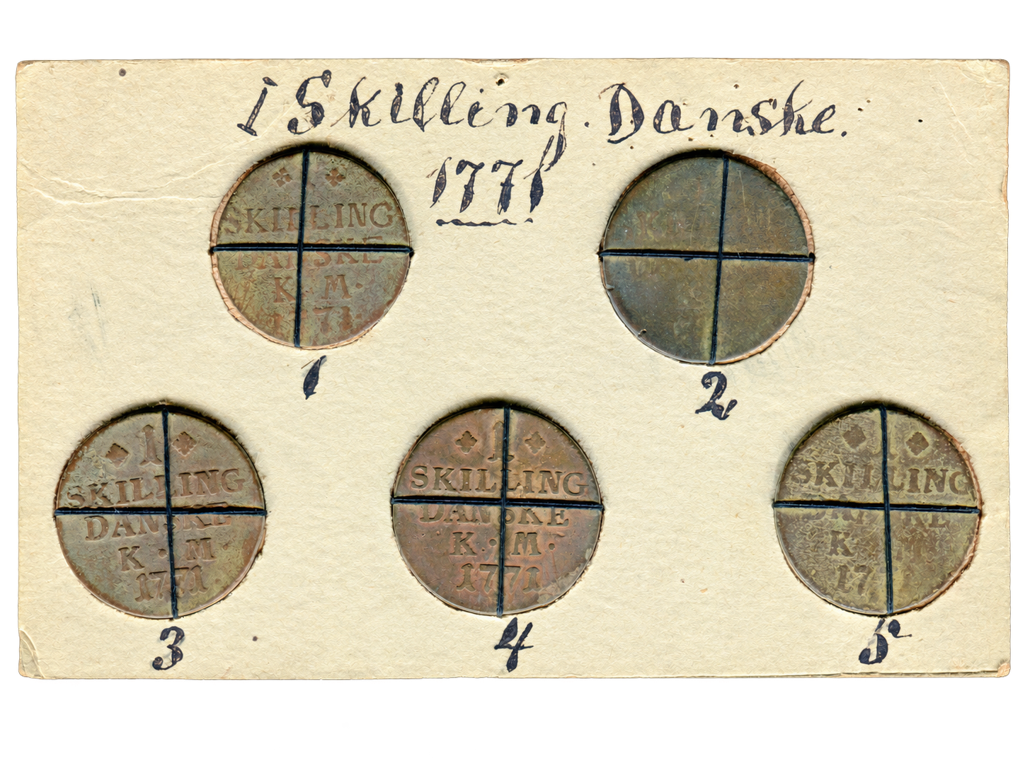 Five 1771 skillings from an early collection