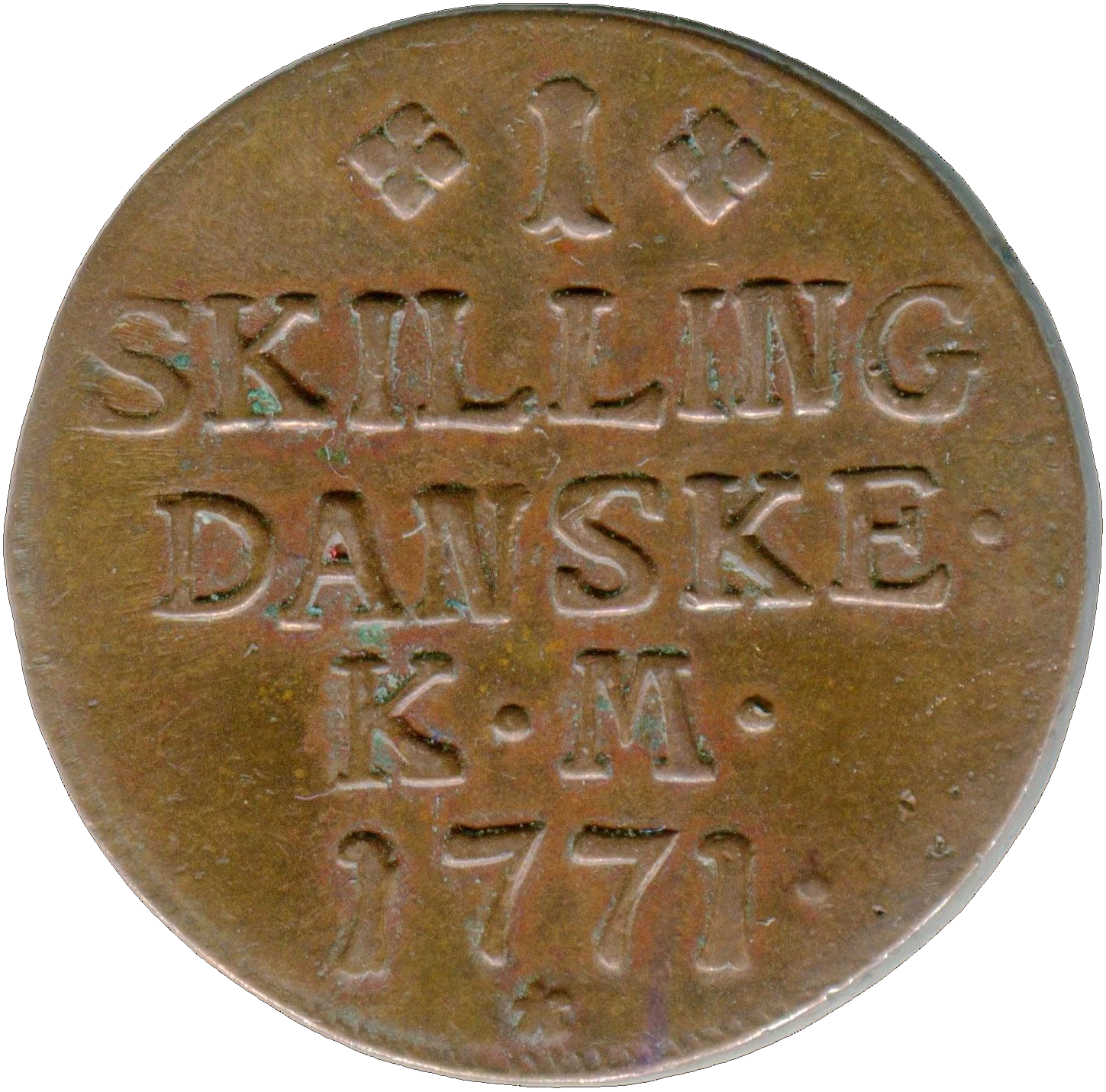 Representative Copenhagen 1 skilling 1771 coin