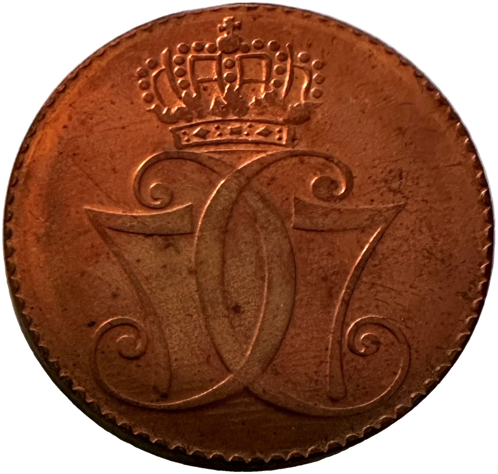 Counterfeit 1771 skilling #2, obverse